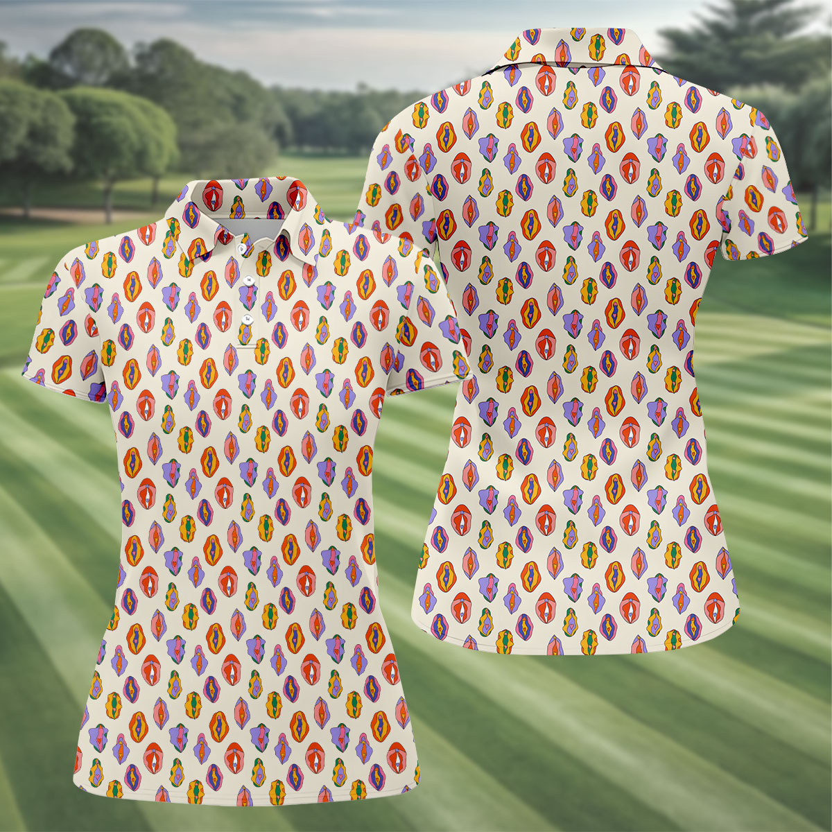 Colorful Abstract Feminine Pattern Golf Shirt, Women's Golf Shirt, Golf Polo For Women, Funny Golf Shirt