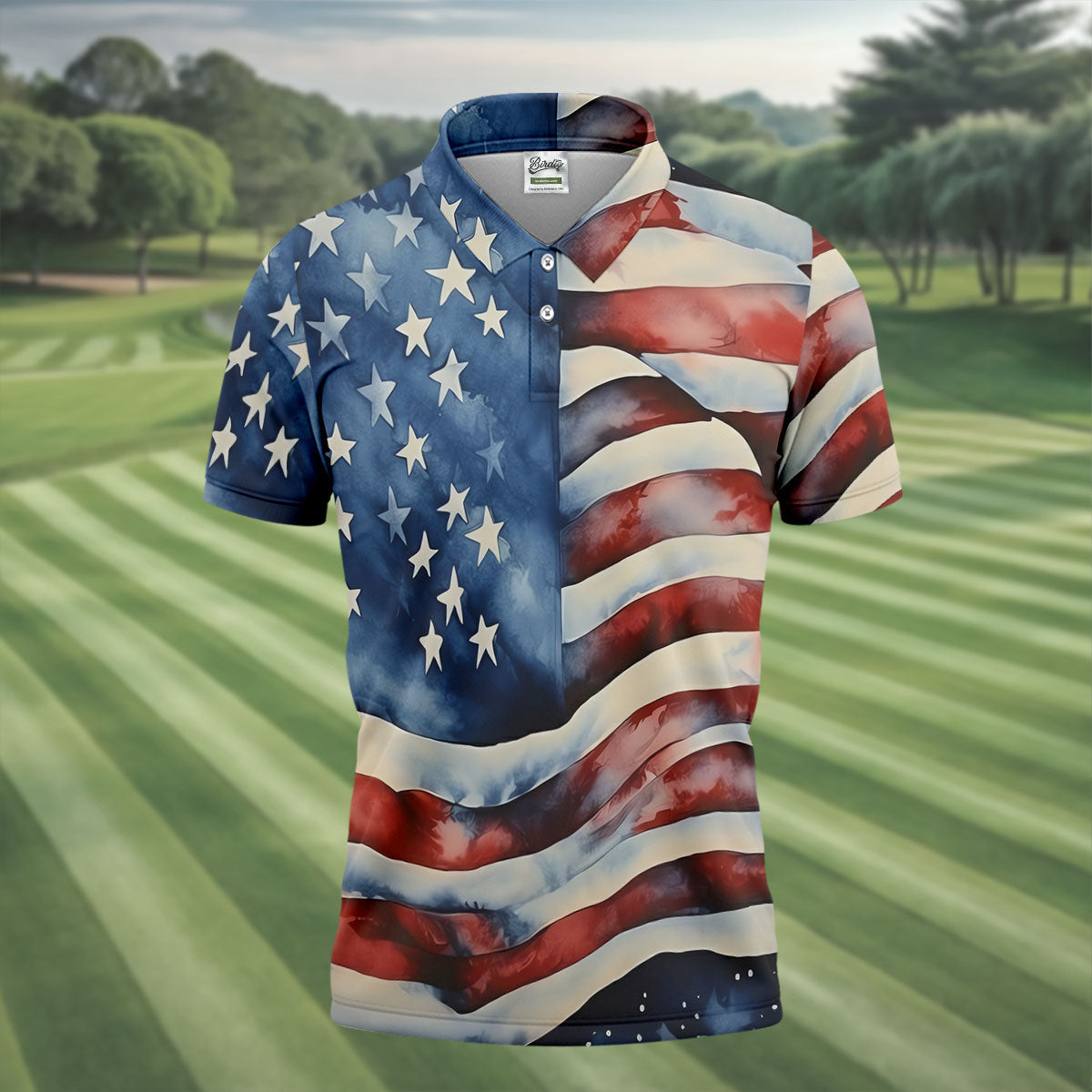 American Flag Golf Shirt, Patriotic Golf Polo Shirt0th Anniversary Polo ShirtFor Men, Golf Shirts For Men