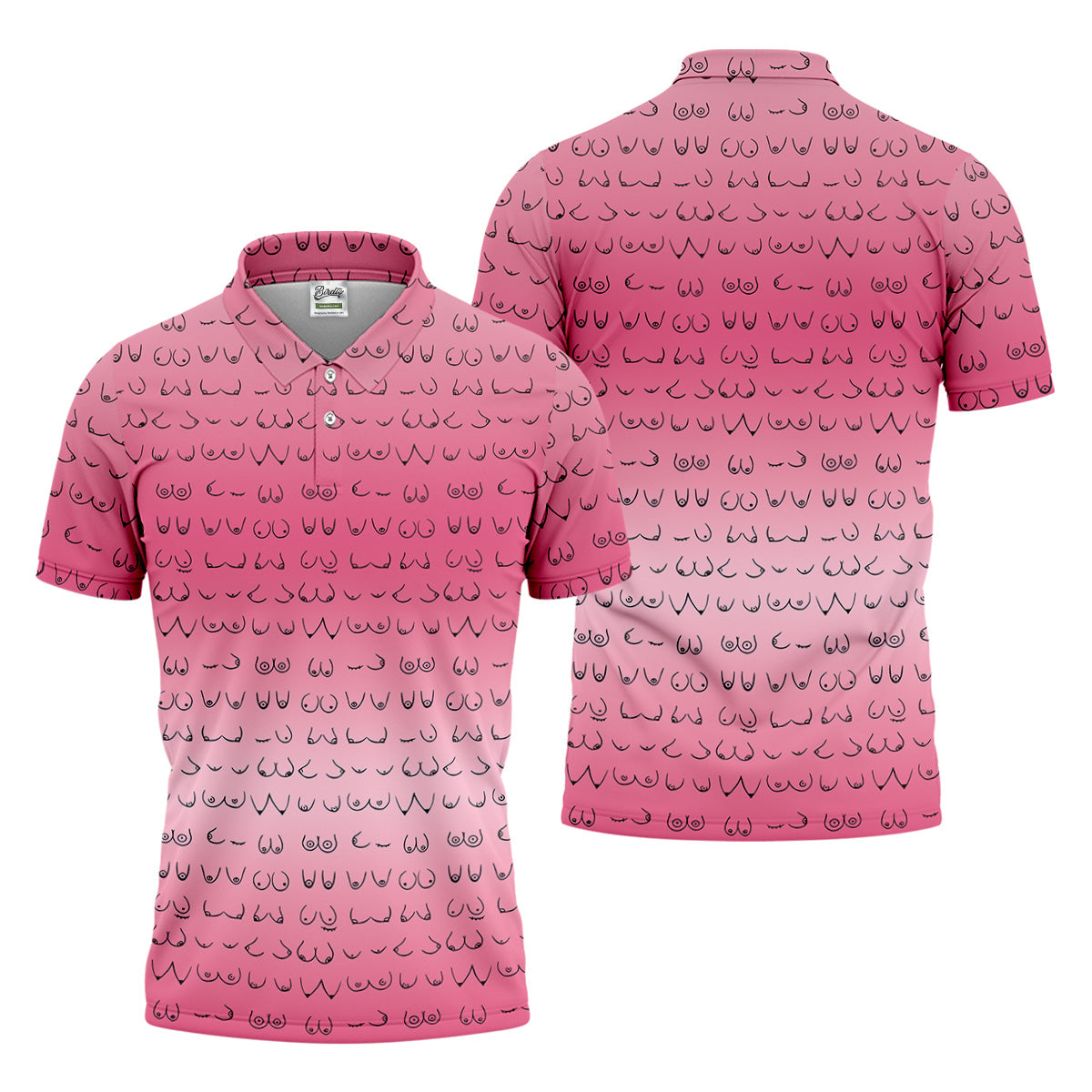 Pink Ombre Mens Funny Golf Shirts , Fun Golf Shirts For Men, Men Golf Polo Shirt Cool Golf Gifts
