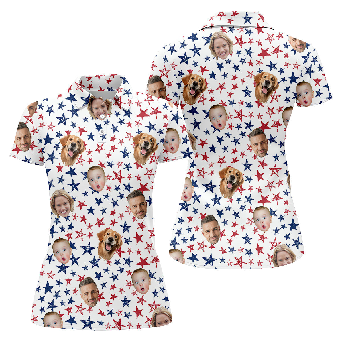 Family Portrait Golf Shirt, Custom Face Shirt, Personalized Dog Shirts, Patriotic Golf Polos, Long Sleeve Golf Shirts, Golf Tops For Women