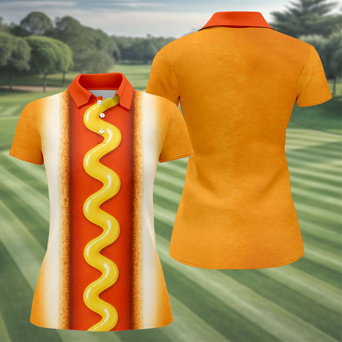 Hot Dog Suit Golf Shirt, Humorous Food Lover Pattern, Golf Shirt For Women