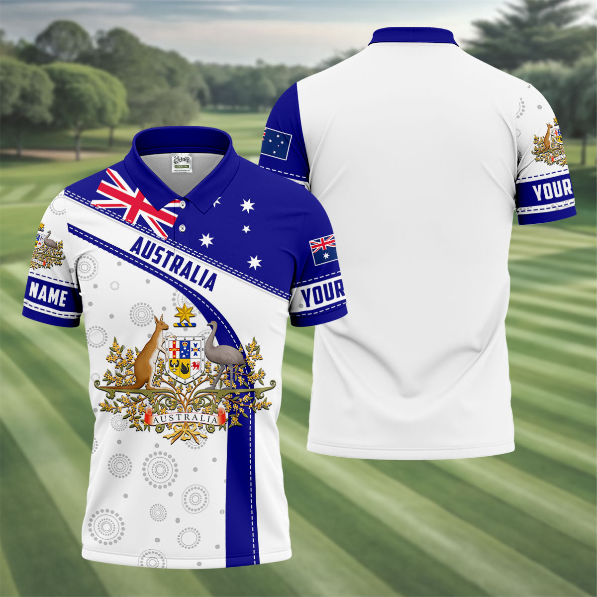 Australian Coat Of Arms Golf Tops For Men, Australia Flag Print Polo Shirt Men