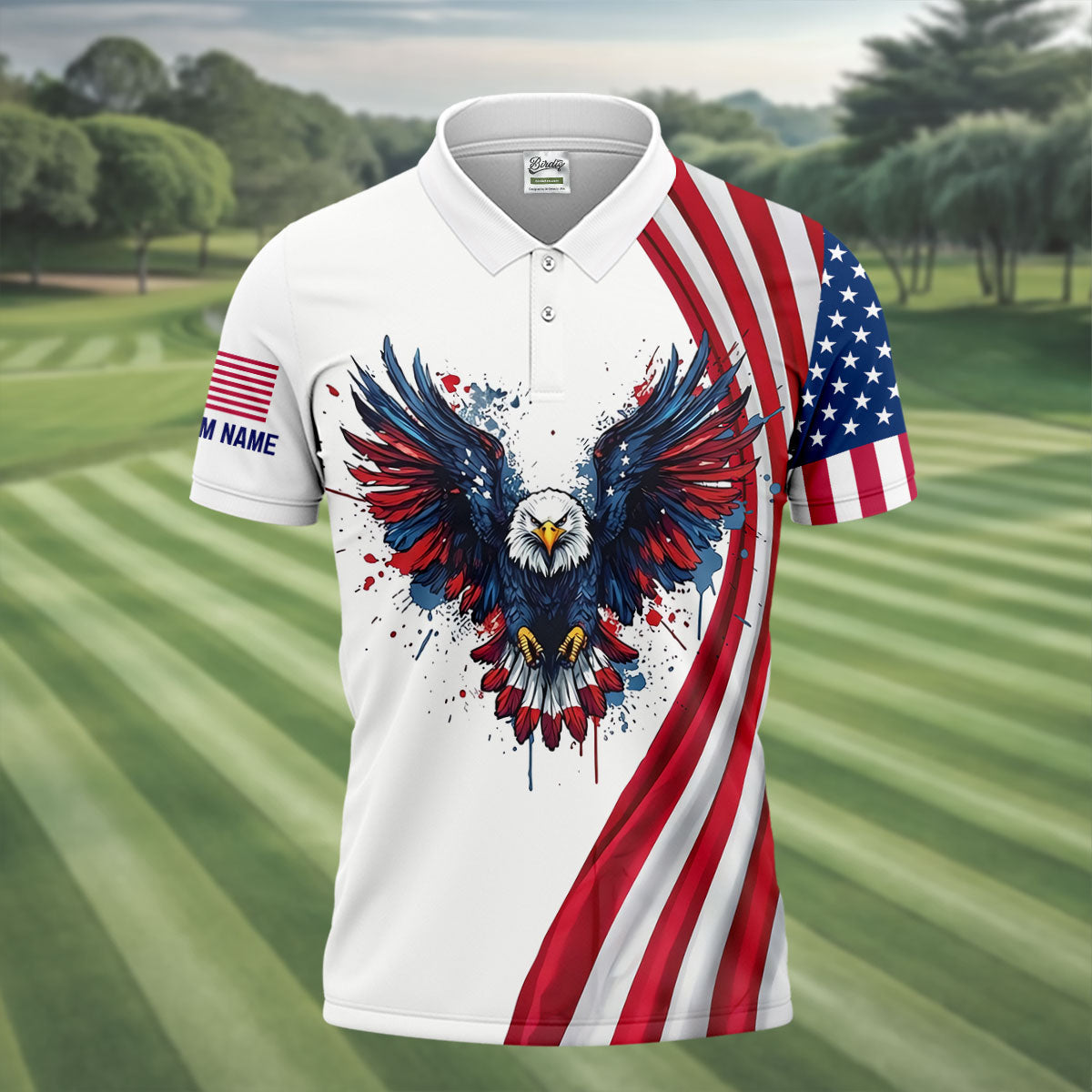 God Bless America 250 Years US Flag Golf Shirt, Patriotic 4th Of July Golf Shirts For Men