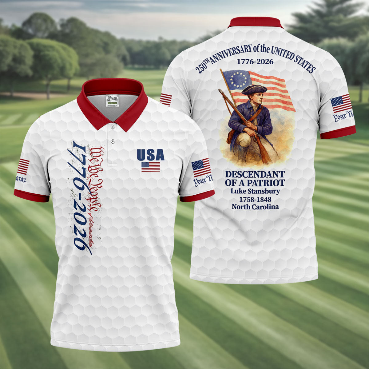 Descendant Of A Patriot Golf Tops For Men, 250 Years of America Golf Shirt, Patriotic Polo ShirtFor Men