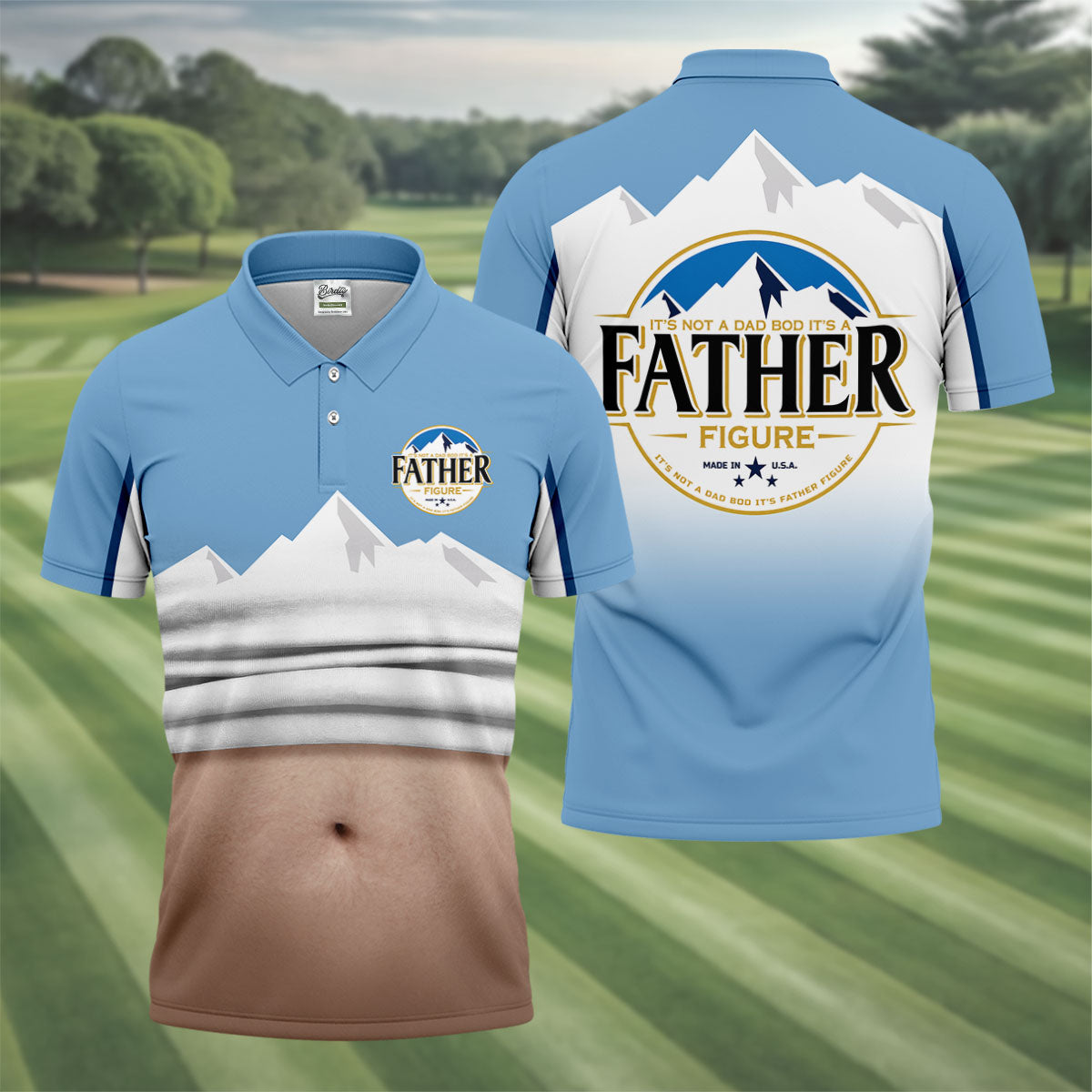 It's Not A Dad Bod It's A Father Figure Men's Funny Golf Polo Shirther's Day Golf Shirt, Golf Gift For Dad