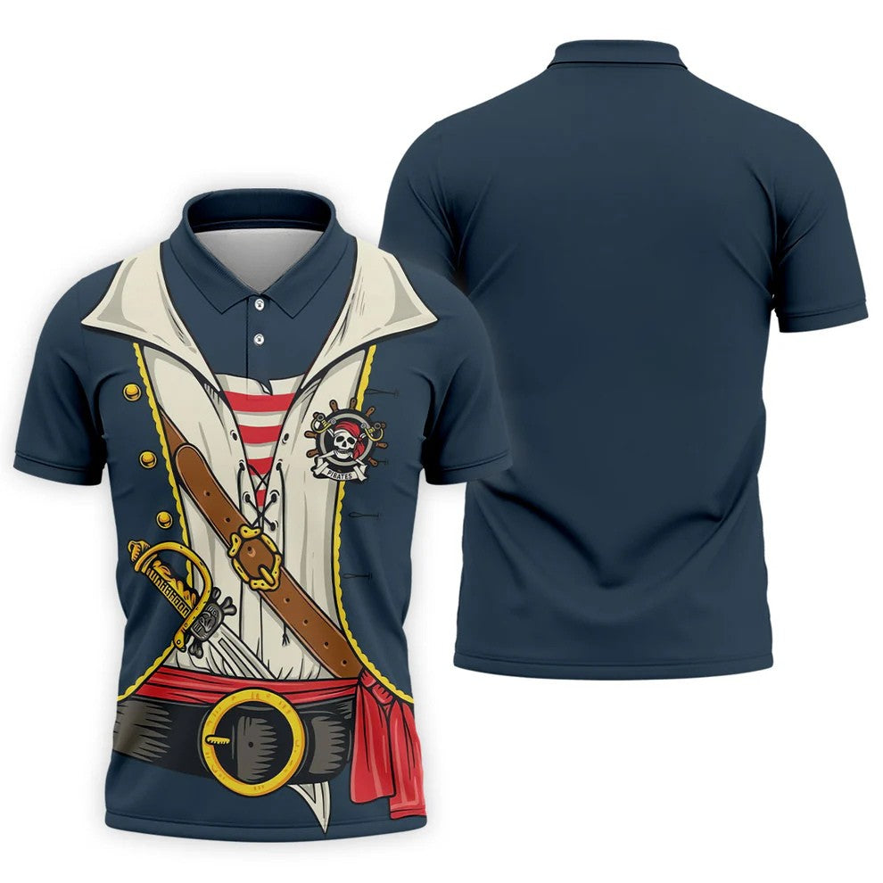 Funny Pirate Costume Hawaiian Golf Shirt, Men's Golf Shirt, Polo Shirts For Men