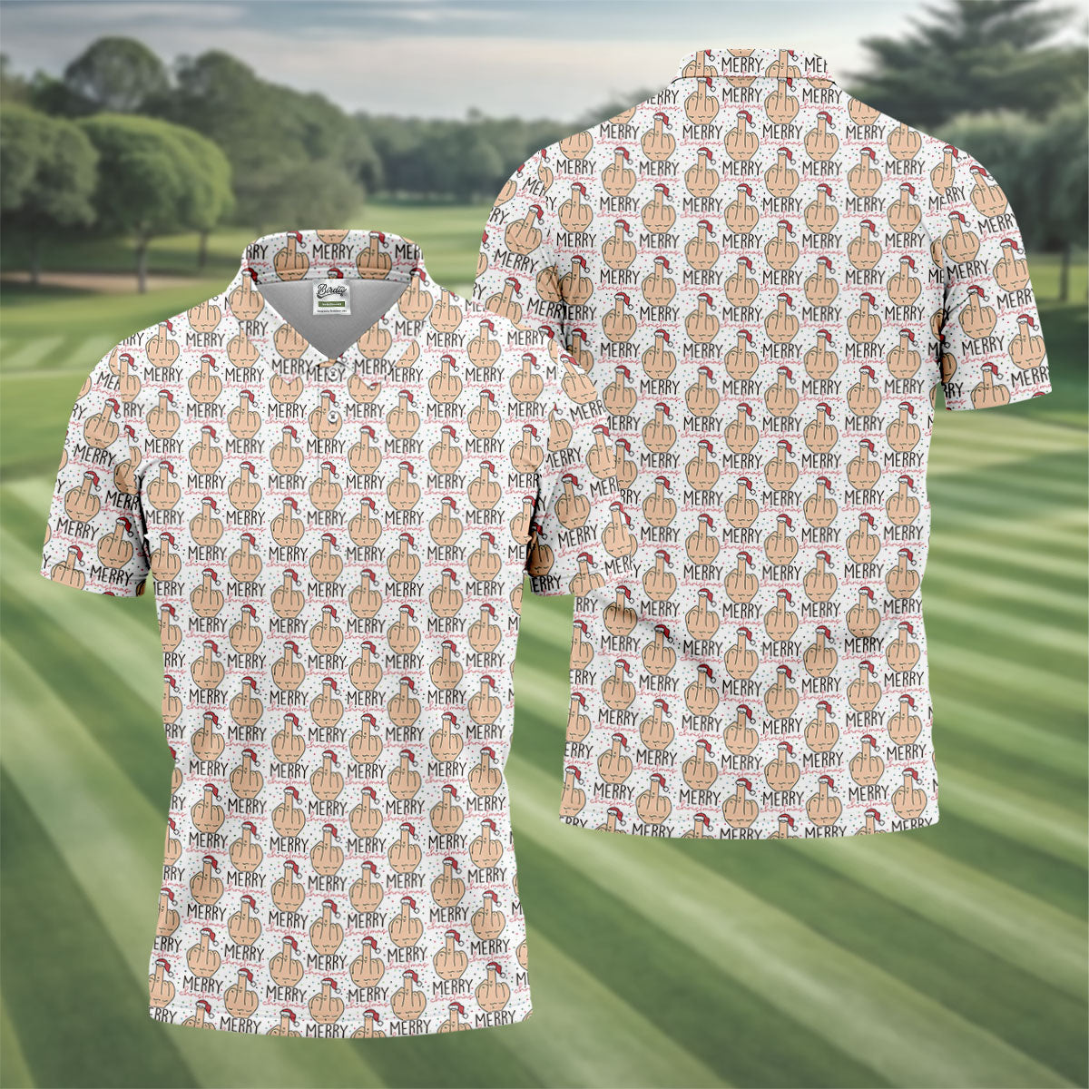 Funny Santa Dirty Finger Merry Christmas Golf Tops For Men, Christmas Golf Shirt, Golf Gift For Men