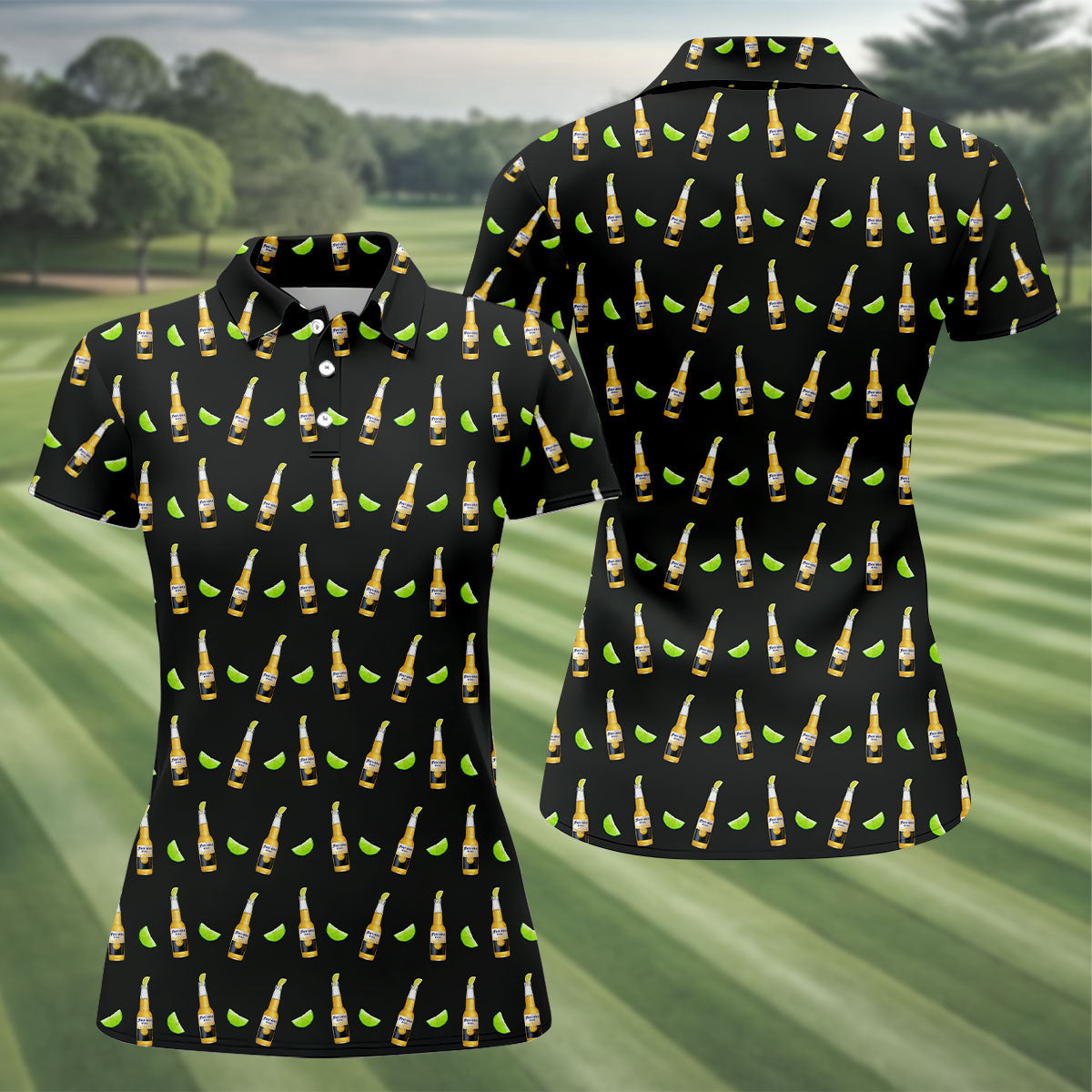 Fore-ona Extra Find Your Fairway Beer And Lime Fun Women's Golf Shirts, Ladies Golf Shirts