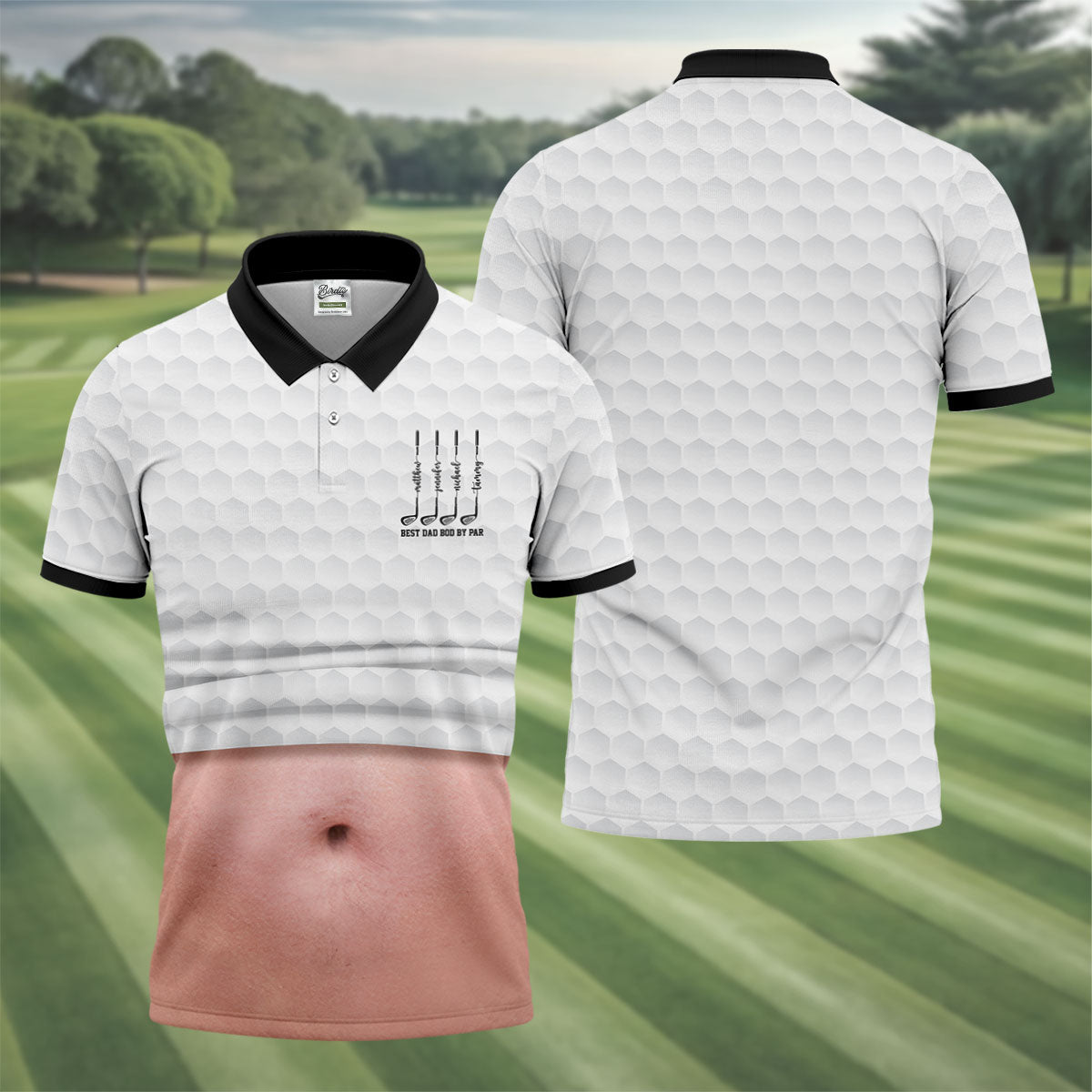 Best Dad Bod By Par White Men's Funny Golf Polo Shirtr's Day Golf Shirt, Golf Gift For Dad
