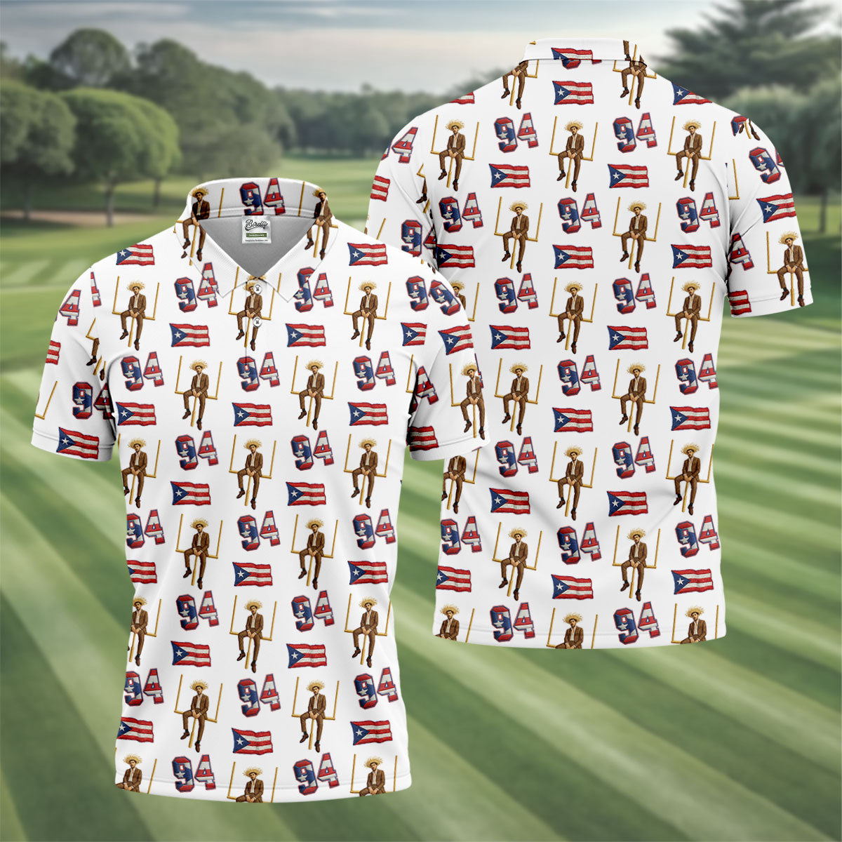Bad Bunny Benito Bowl Football Theme White Men Polo, American Football League Gift Ideas For Football Fans