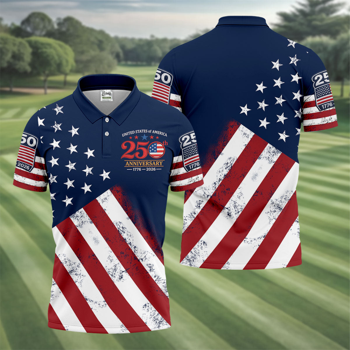 USA 250th Anniversary American Flag Men Golf Shirt, 4th Of July Polo ShirtFor Men