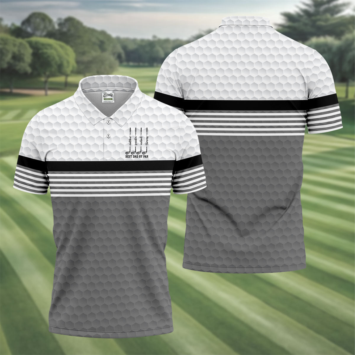 Best Dad By Par Golf Ball Pattern Father's Day Golf Shirt, Golf Gift For Dad, Polo Shirtor Men
