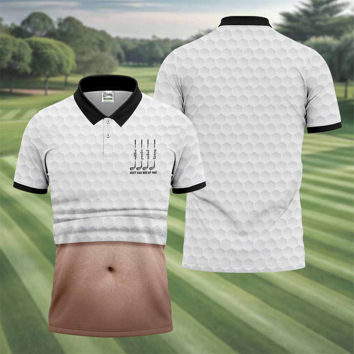 Best Dad Bod By Par White Men's Funny Golf Polo Shirtr's Day Golf Shirt, Golf Gift For Dad