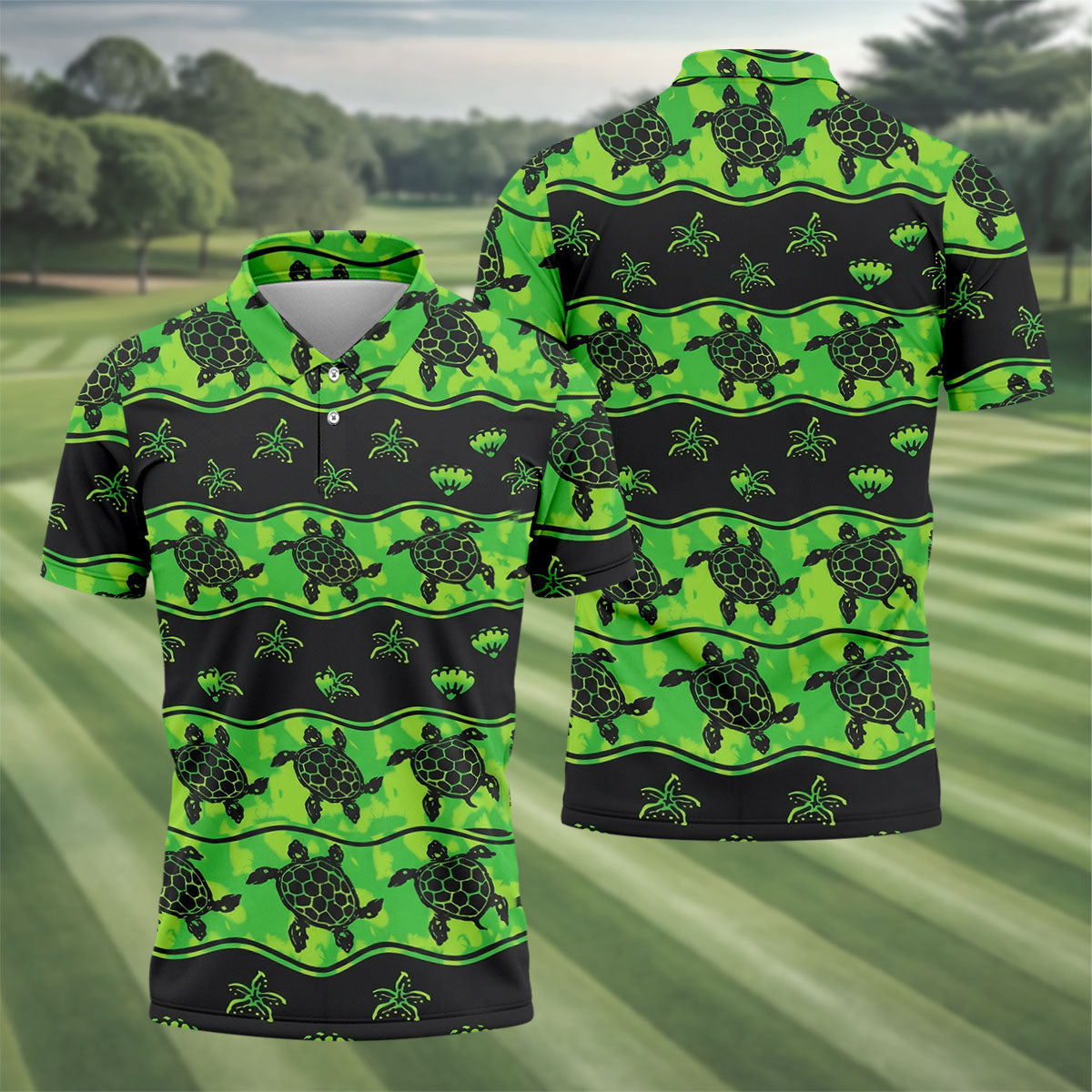 Sea Turtles Sea Creatures Pattern Hawaiian Golf Shirt, Polo Shirtor Men, Golfing Apparel