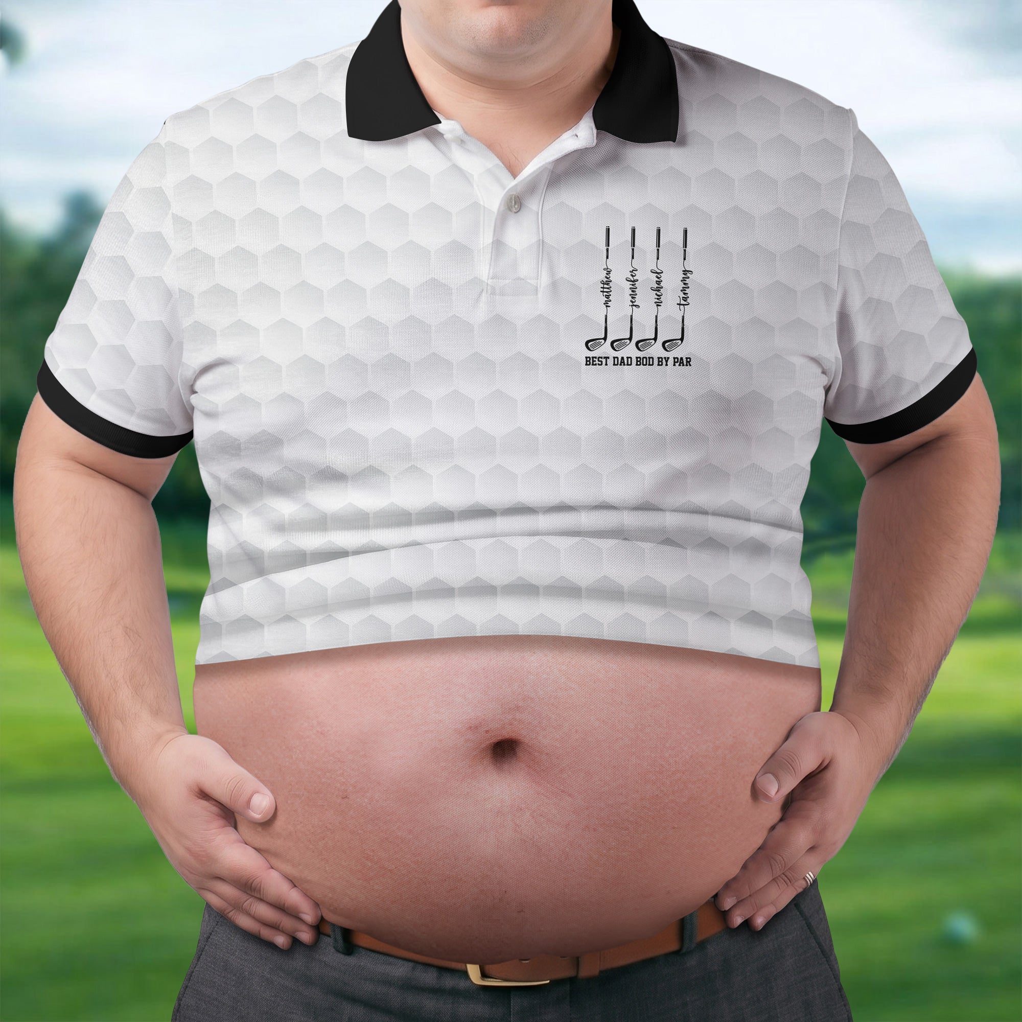 Best Dad Bod By Par White Men's Funny Golf Polo Shirtr's Day Golf Shirt, Golf Gift For Dad