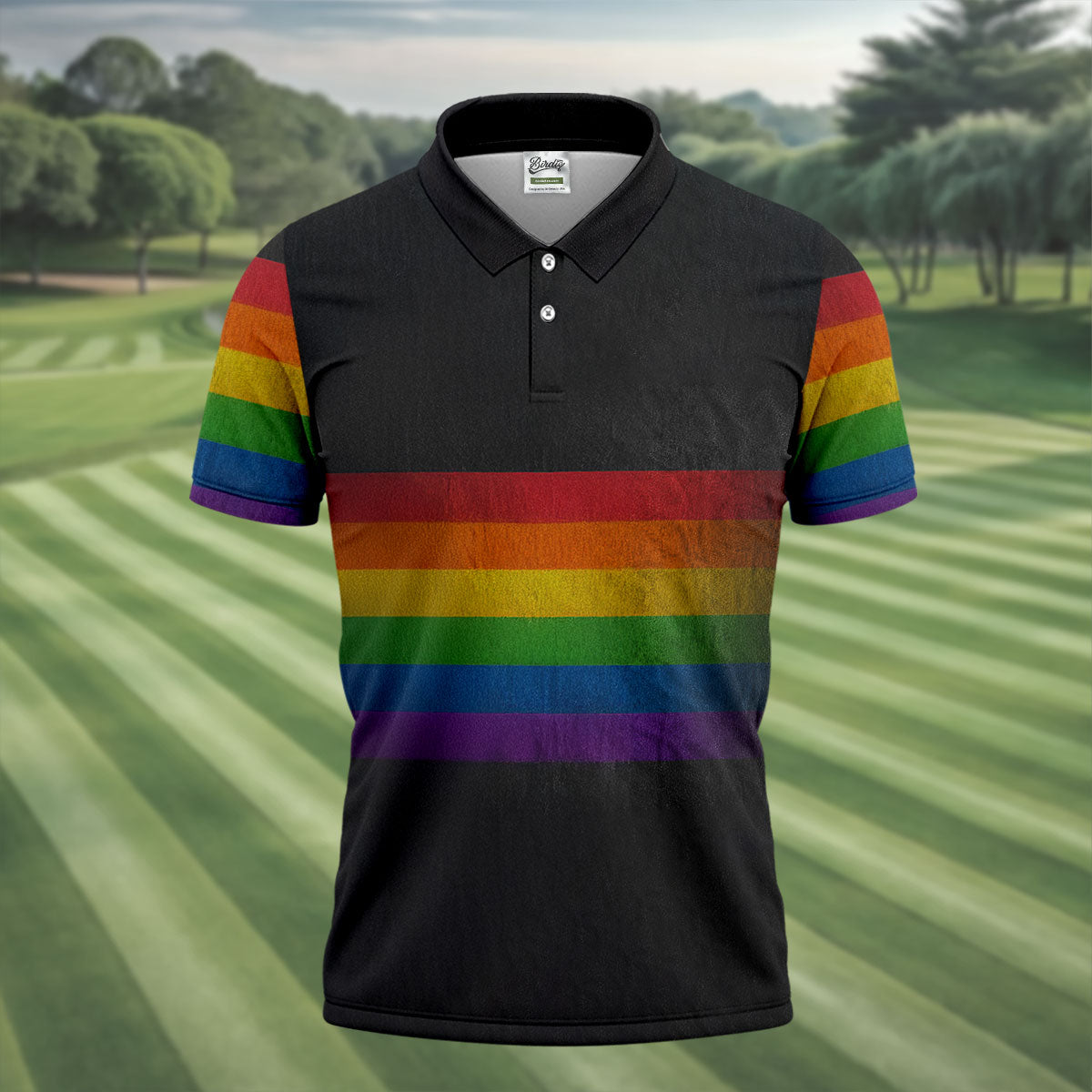 Pride Rainbow Flag Retro Golf Shirt, LGBTQ Month Polo Shirtor Men, Golf Shirts For Men