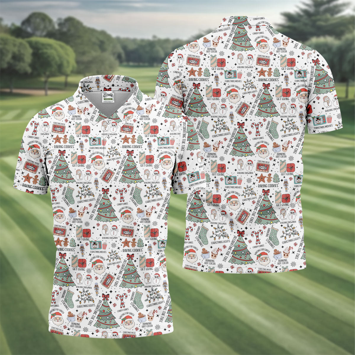 Tis The Season Santa Claus White Men's Golf Polo Shirtristmas Golf Shirt, Polo ShirtFor Men