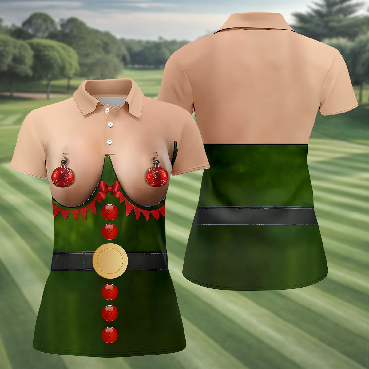 Funny Elf Costume Ornament Christmas Golf Shirt, Christmas Shirts For Women, Christmas Golf Shirt