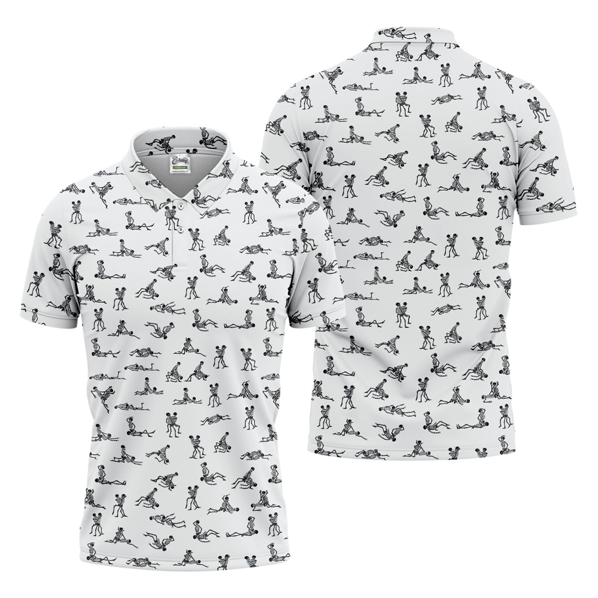 White Funny Skeleton Adult Position Golf Shirt, Halloween Gift Idea, Fun Golf Shirts For Men, Polo For Men