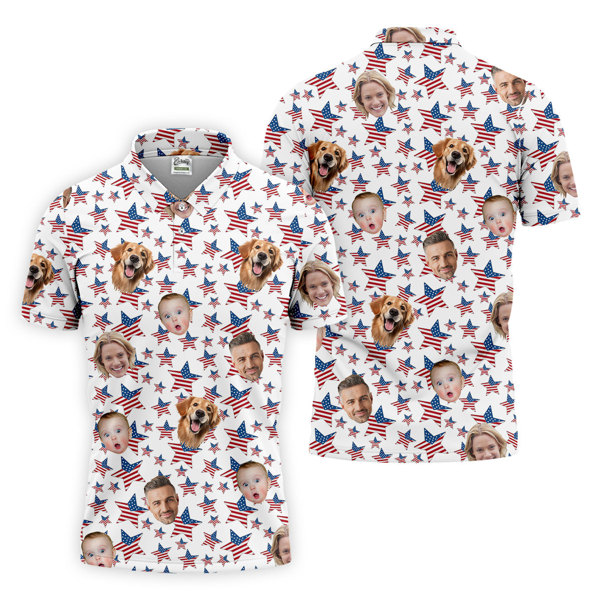 American Flag Golf Shirt, Custom Shirts With Faces, Men's Golf Polo Shirtny Fourth Of July Shirts