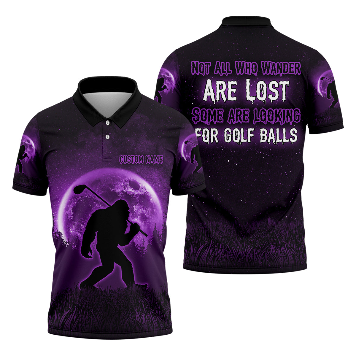 Not All Who Wander Are Lost Bigfoot Golf Polo Shirtens Golf Gift, Funny Golf Shirt