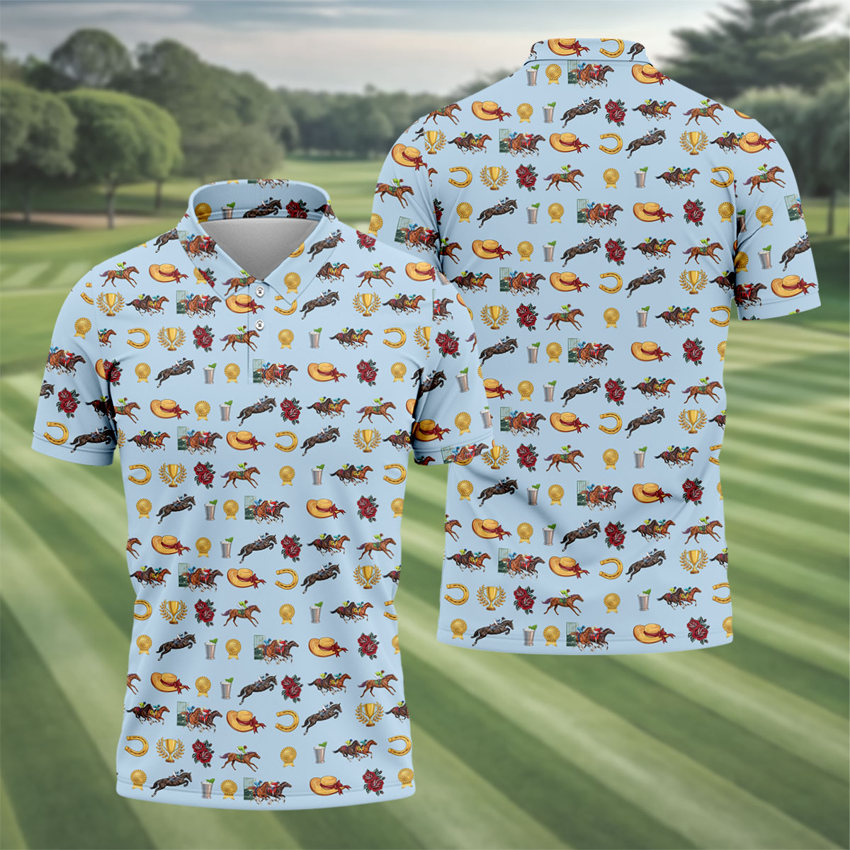 Run For The Roses Horse Ride Racing Golf Tops For Men, Golf Shirts For Men, Polo Shirtor Men