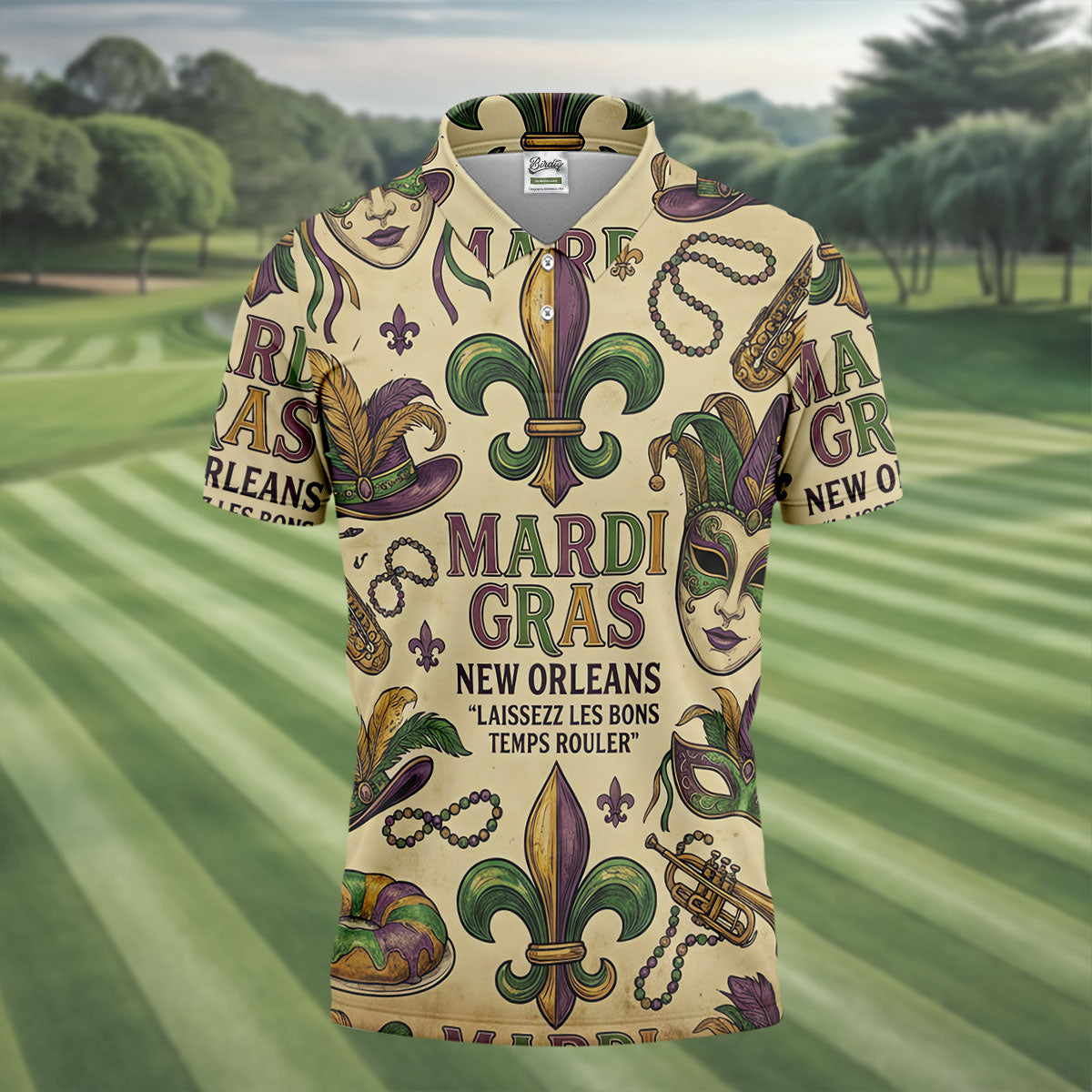Mardi Gras New Orleans Fleur De Lis Carnival Hat Men's Golf Polo Shirtlf Shirts For Men