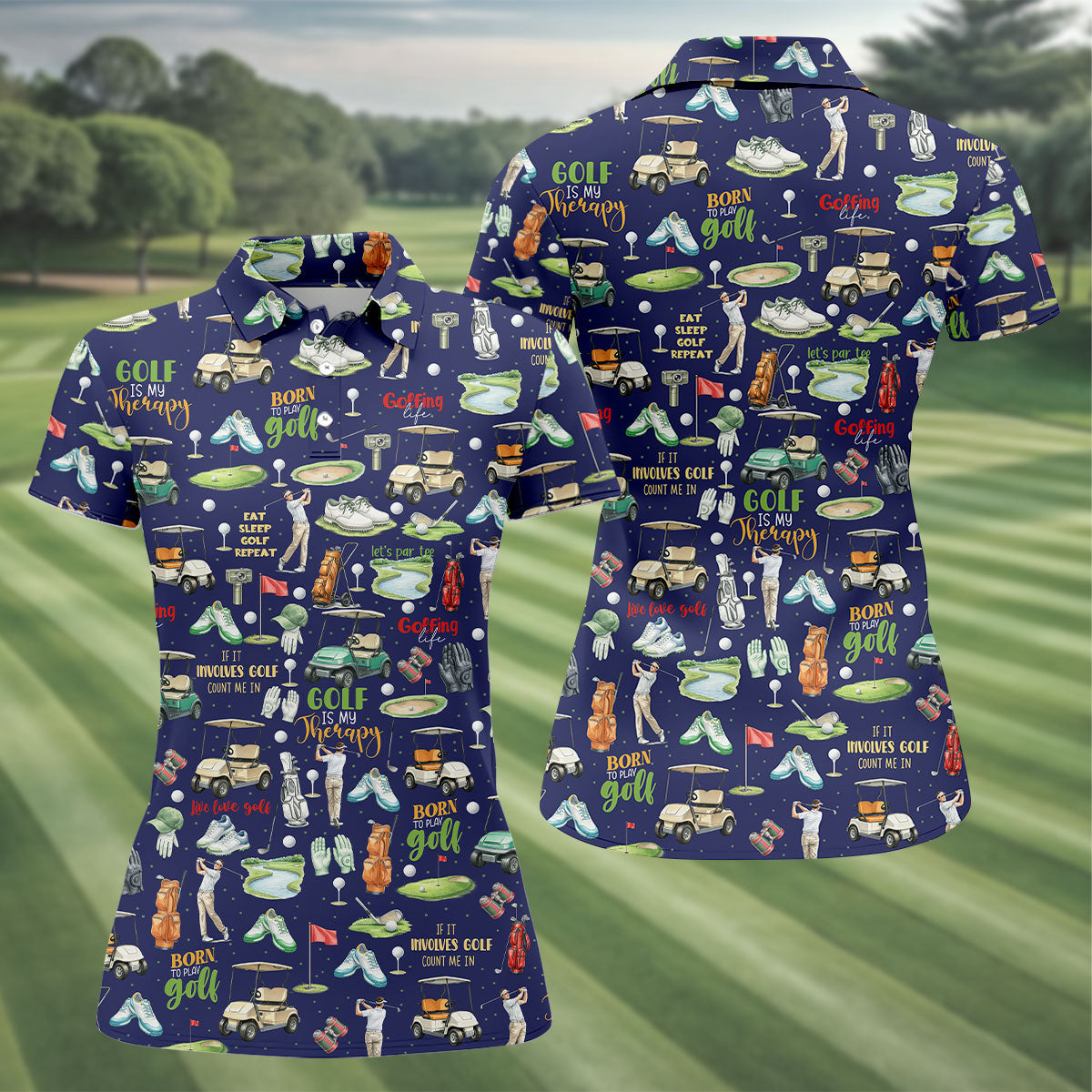 Born To Play Golf Let's Par Tee Blue Golf Shirt, Fun Women's Golf Shirts, Ladies Golf Shirts, Golfing Apparel