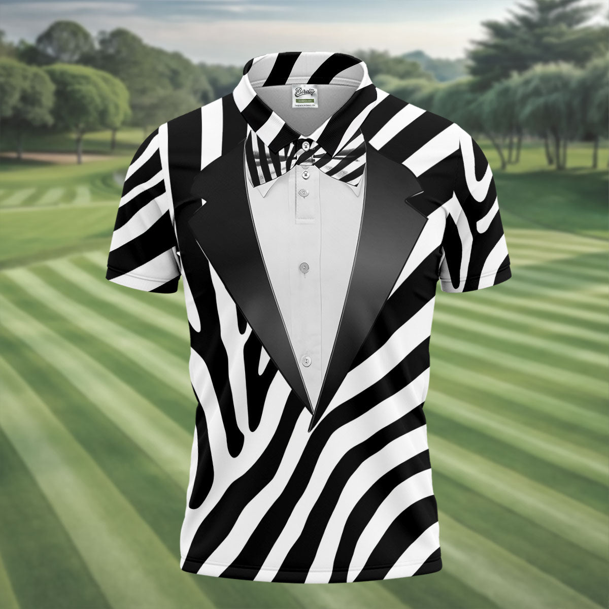 Zebra Pattern Funny Costume Hawaiian Golf Shirt, Polo ShirtFor Men, Golf Shirts For Men
