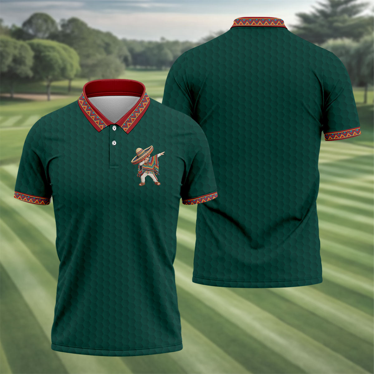 Cinco De Mayo Celebration Golf Ball Pattern Green Golf Shirt, Polo Shirtor Men