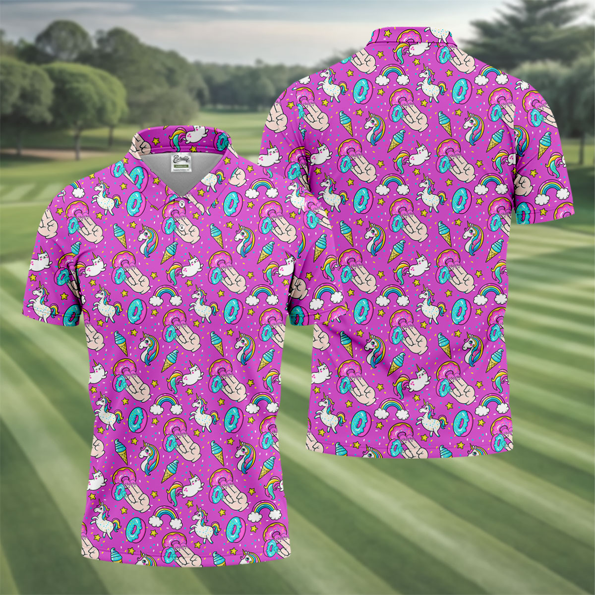 Funny Donut Fingers Pink Adult Humor Mens Golf Shirts, Polo ShirtFor Men, Valentines Golf Gift
