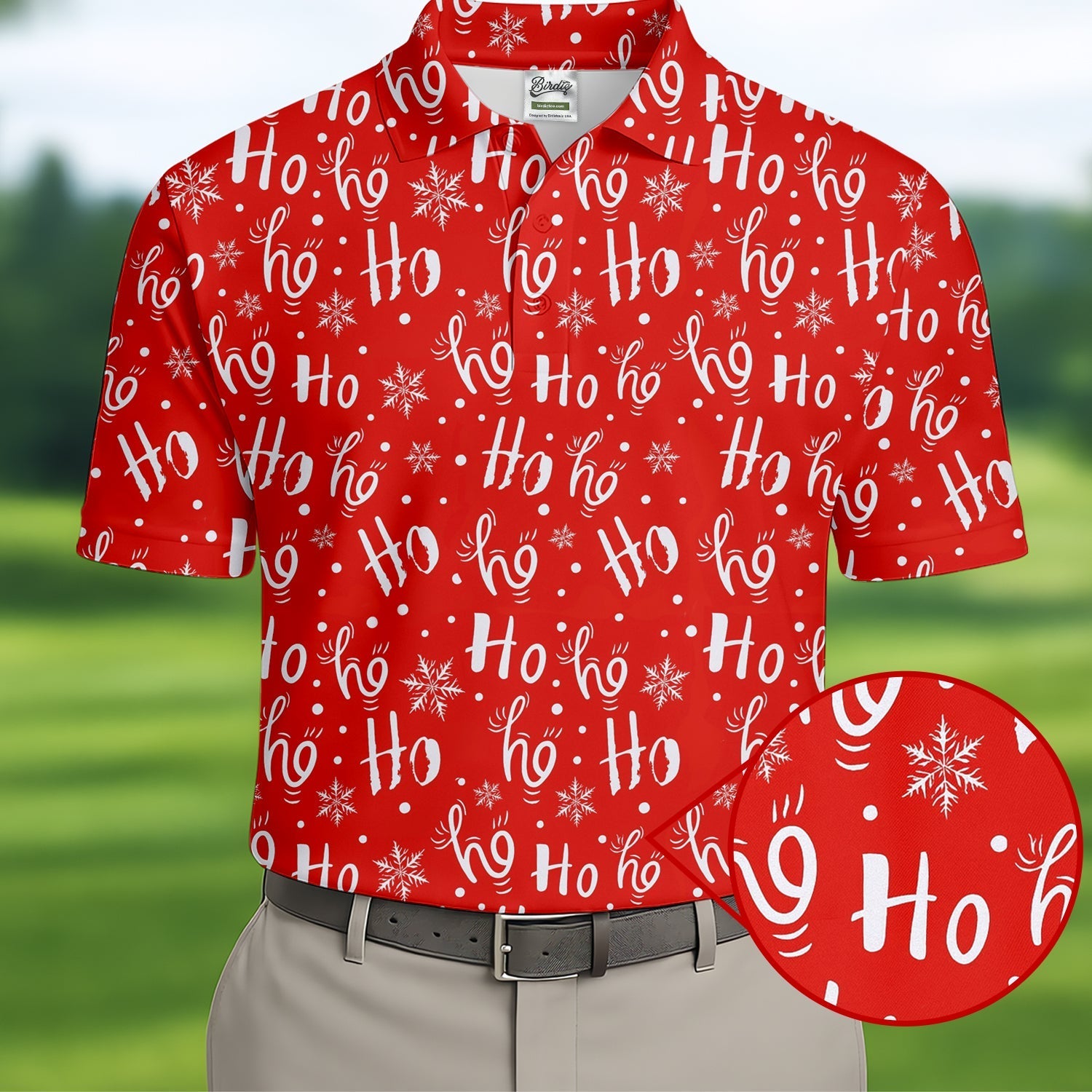 Ho Ho Ho Red Christmas Golf Tops For Men, Fun Golf Shirts For Men, Christmas Golf Shirt, Polo ShirtFor Men