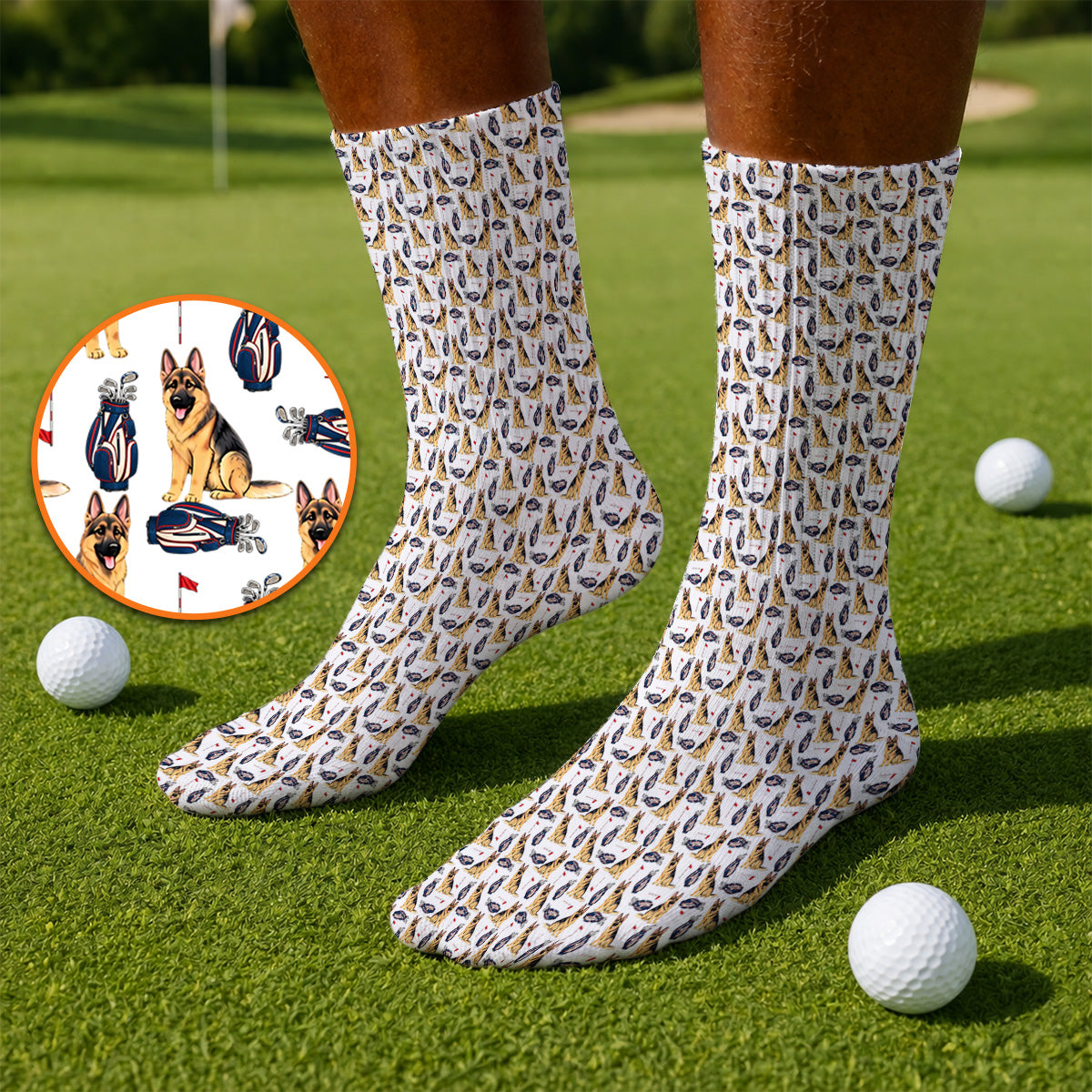 German Shepherd Golf Socks, Funny German Pattern Golf Sock, Golf Gift For Golfers