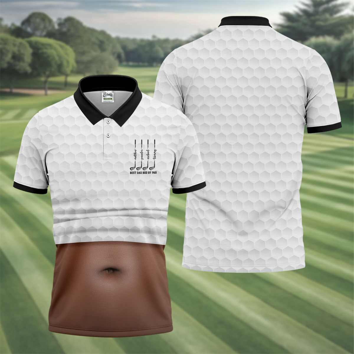 Best Dad Bod By Par White Men's Funny Golf Polo Shirtr's Day Golf Shirt, Golf Gift For Dad
