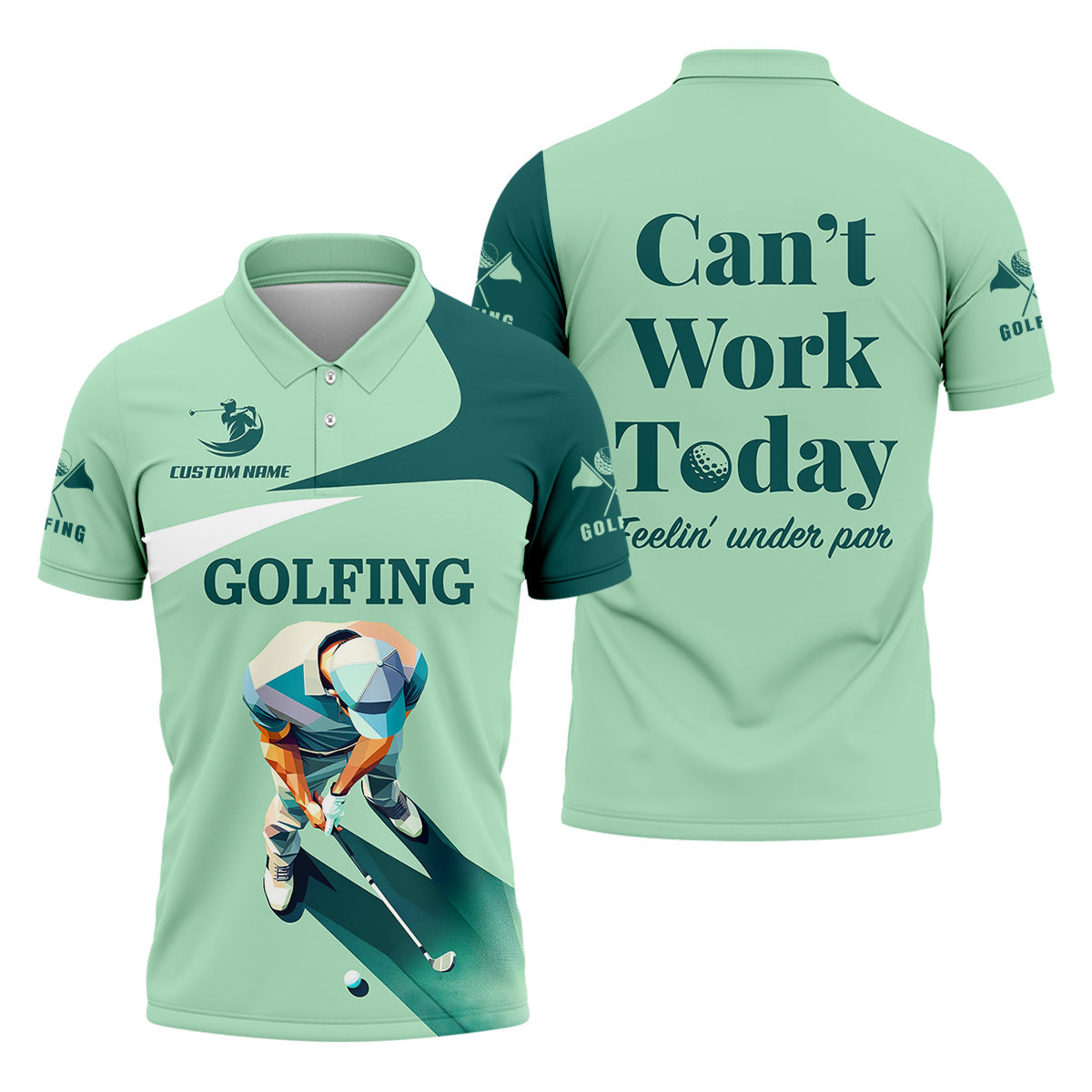 Can't Work Today Feelin Under Par Custom Men's Golf Polo Shirtunny Golf Shirt, Gift For Golfers