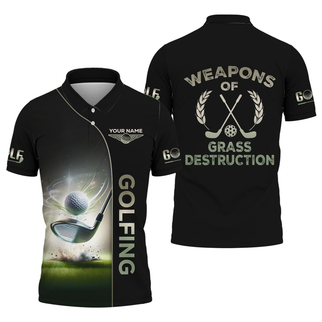 Weapons Of Grass Destruction Custom Funny Golf Polo ShirtMens Golf Gift, Gift For Golfers