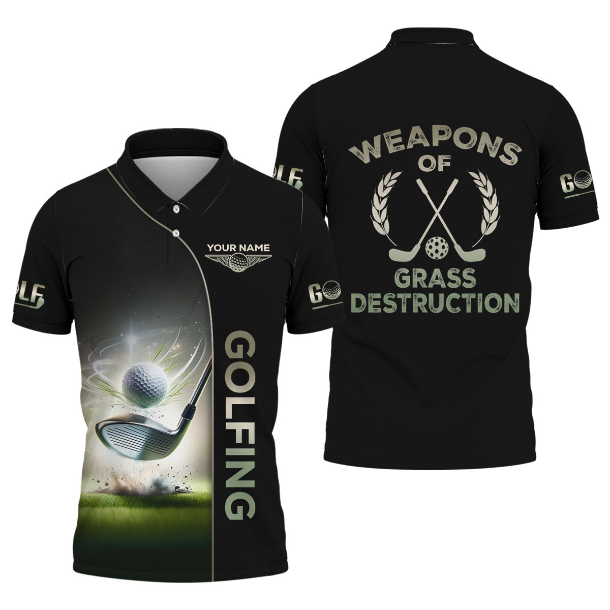 Weapons Of Grass Destruction Custom Funny Golf Polo ShirtMens Golf Gift, Gift For Golfers