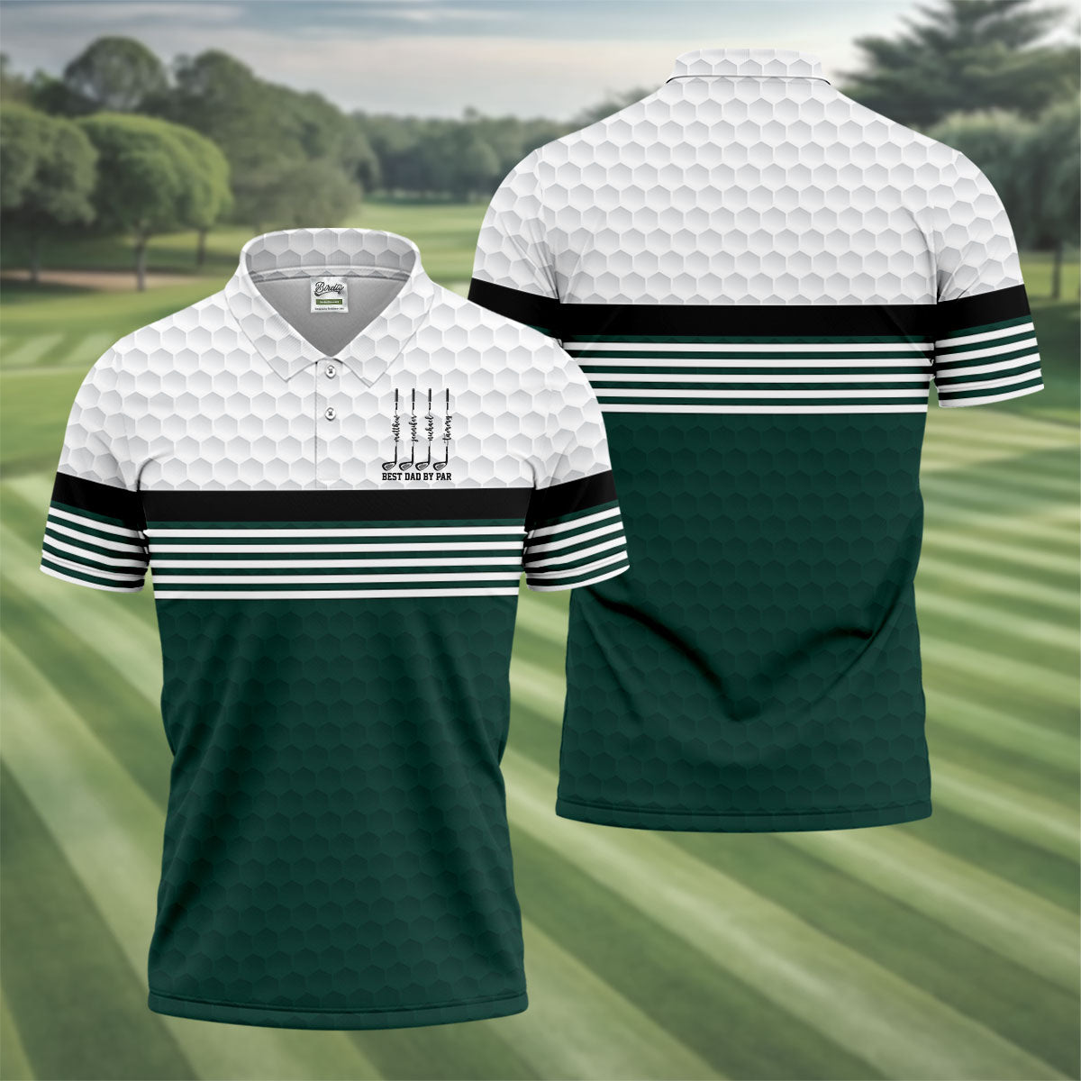 Best Dad By Par Golf Ball Pattern Father's Day Golf Shirt, Golf Gift For Dad, Polo Shirtor Men