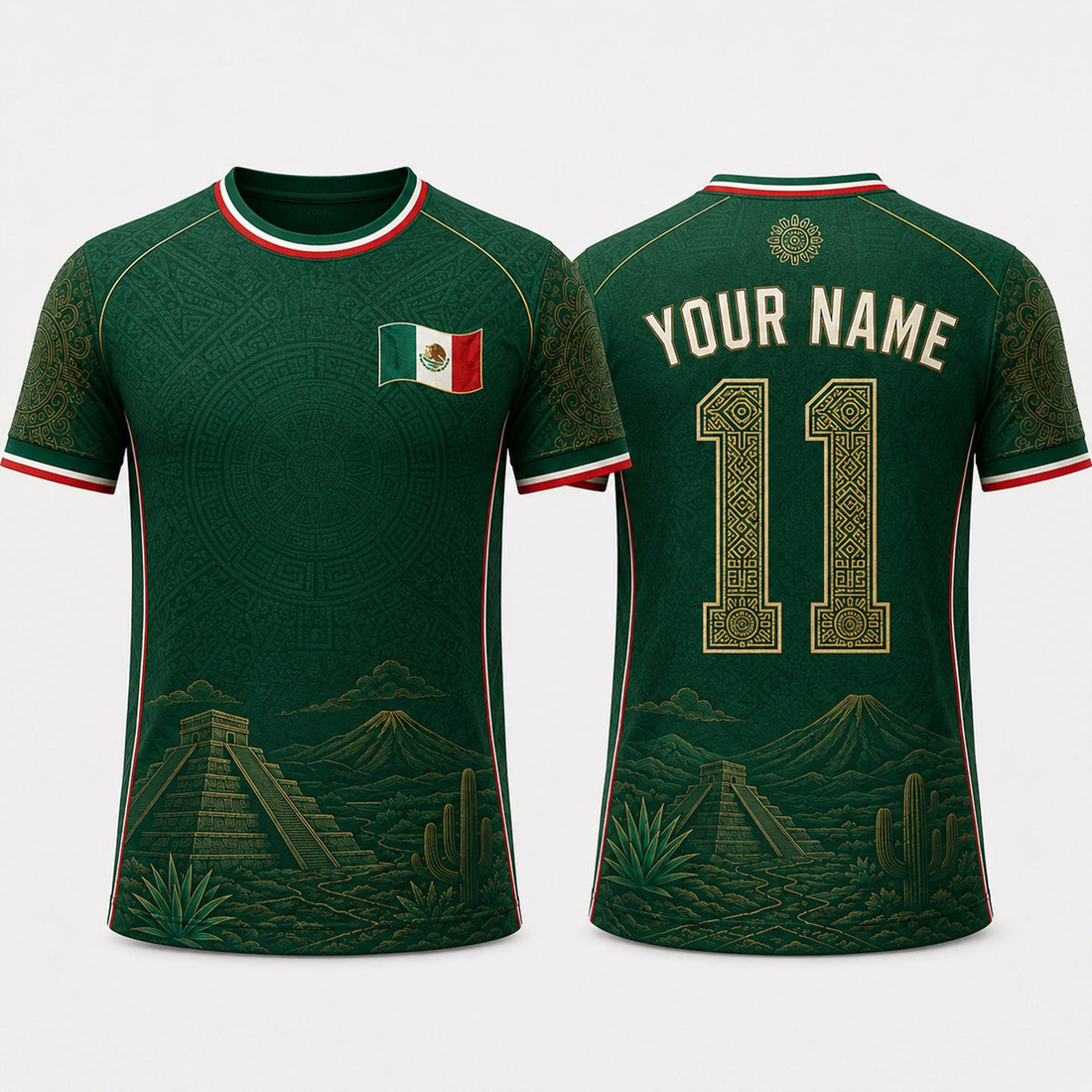 Mexican Landscape Fooball Shirt, V-Neck For Men Football Lover, Mexico Team Father's Day Presents