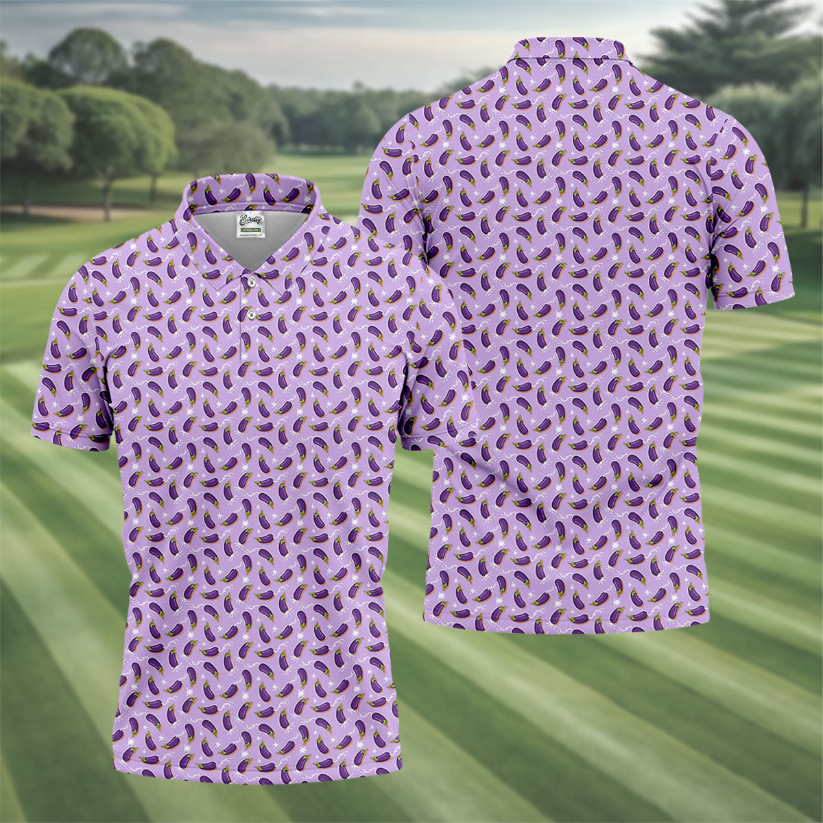 Funny Eggplant Purple Golf Shirt, Fun Golf Shirts For Men, Polo ShirtFor Men, Golf Gift For Men