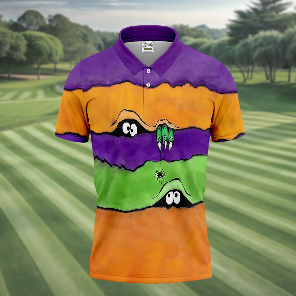 Funny Halloween Peeping Eyes Polo ShirtFor Men, Golf Tops For Men, Halloween Golf Shirt