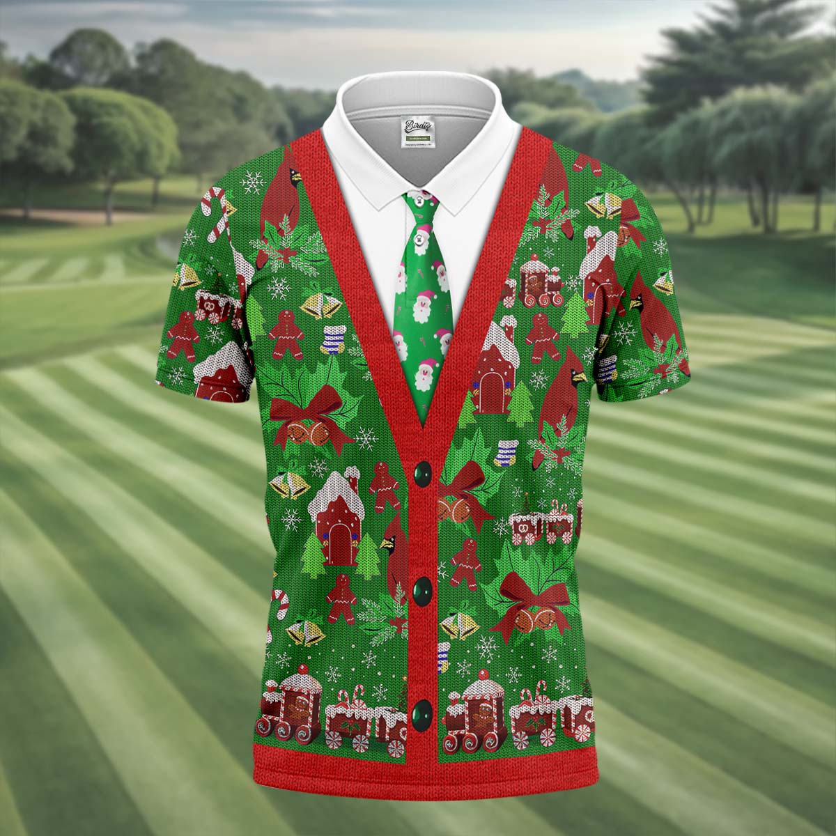 Christmas Pattern Fun Golf Shirts For Men, Christmas Golf Shirt, Unique Gift For Golfer, Polo Shirts For Men