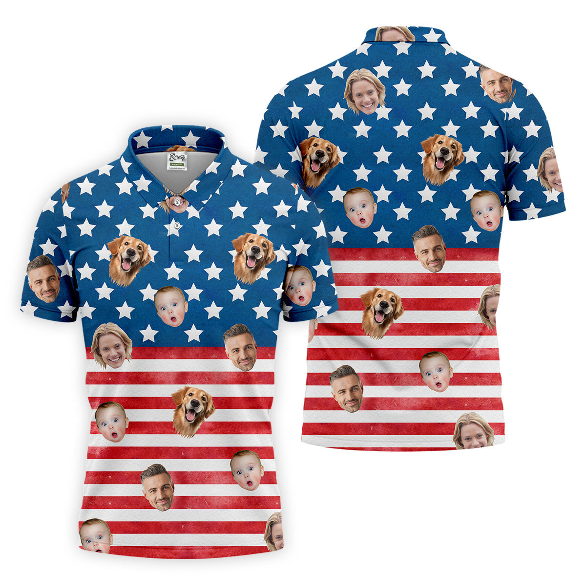 4th Of July Golf Polo, Custom Shirts With Faces, Men's Golf Polo ShirtFunny Fourth Of July Shirts