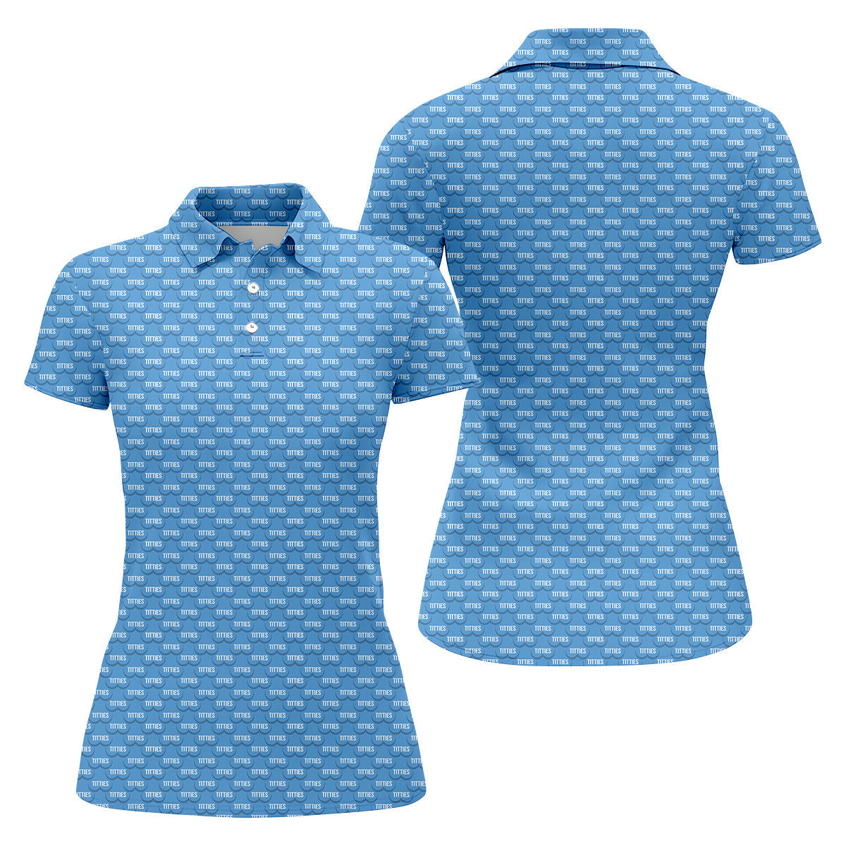 Funny Blue Golf Shirt, Patterned Golf Polo Shirt Ladies Long Sleeve Golf Shirts, Matching Golf Shirts