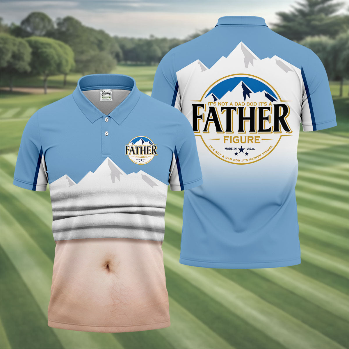 It's Not A Dad Bod It's A Father Figure Men's Funny Golf Polo Shirther's Day Golf Shirt, Golf Gift For Dad