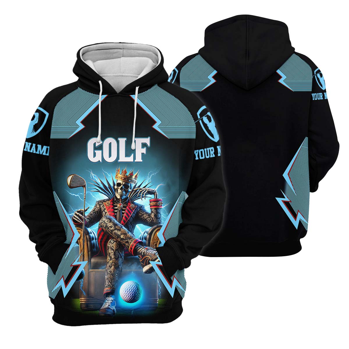 Skeleton King Custom Men's Golf Polo ShirtGolfing Apparel, Gift For Golfers