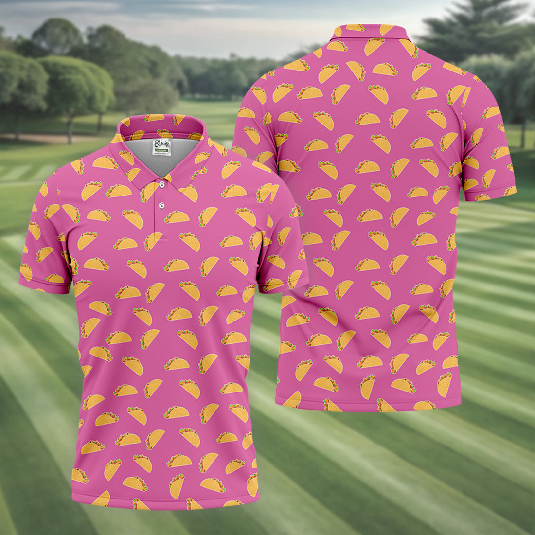 The Pink Taco Seamless Pattern Golf Tops For Men, Polo Shirt Men, Golf Shirts For Men