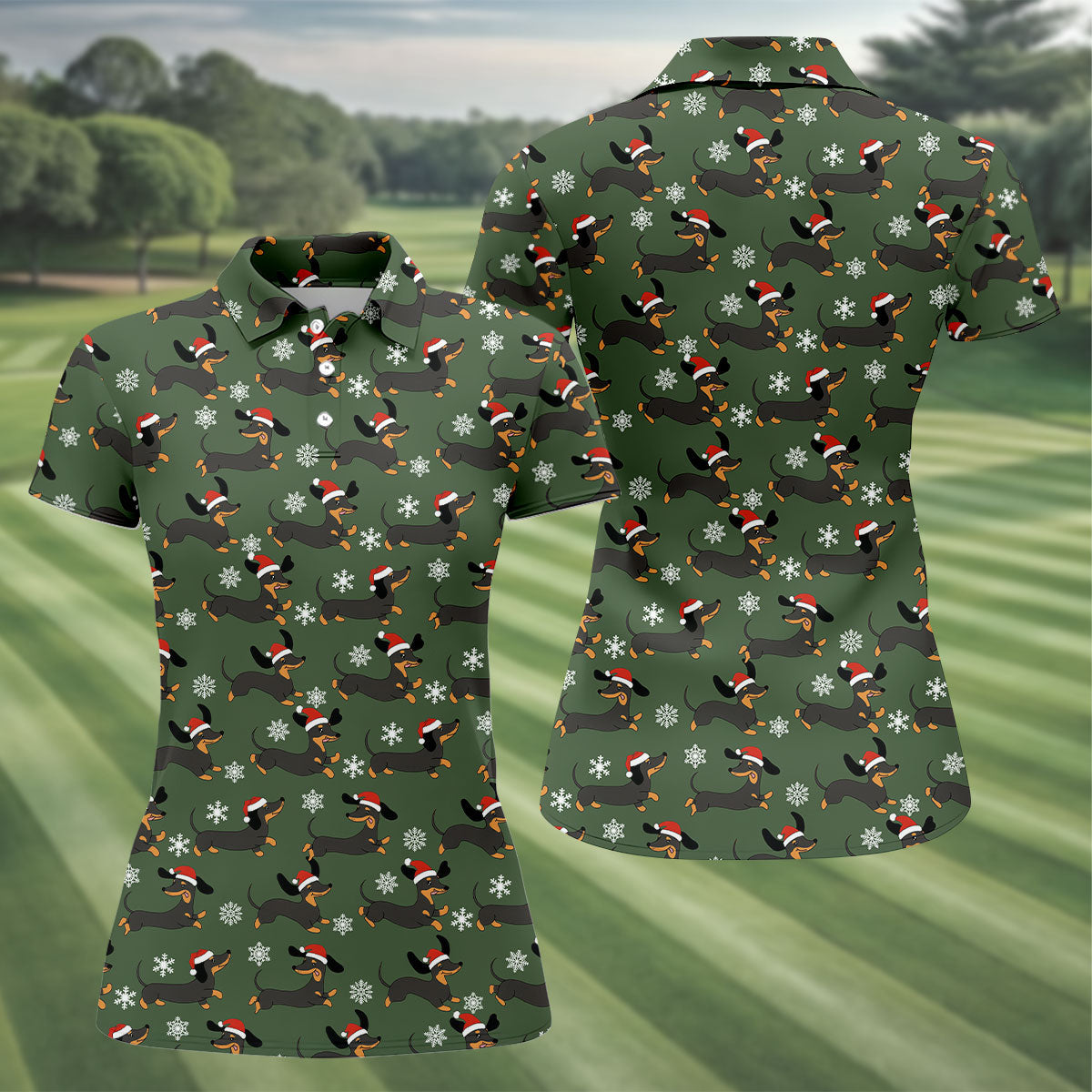 Dachshund Christmas Fun Golf Shirt, Ladies Golf Shirts, Golf Shirt For Women, Christmas Golf Gift
