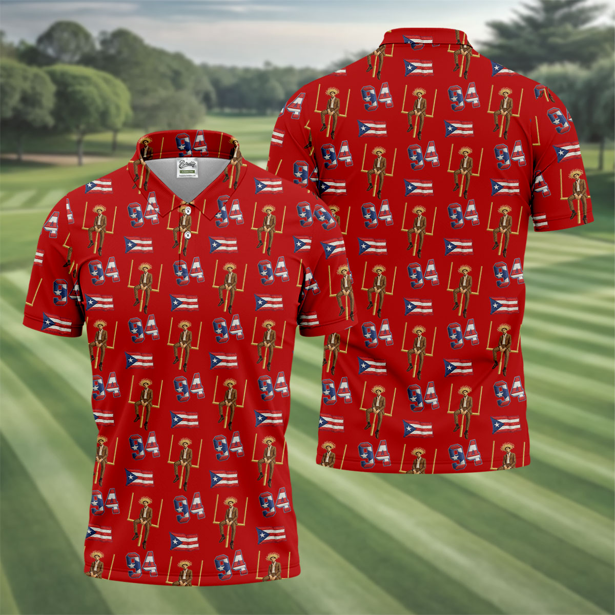 Bad Bunny Benito Bowl Football Theme Red Men Polo, American Football League Gift Ideas For Football Fans