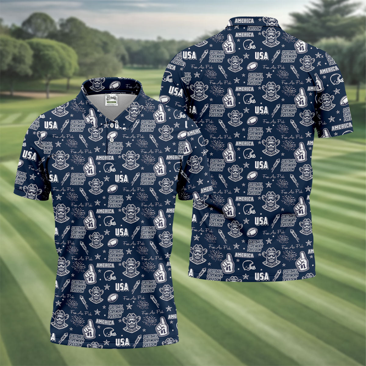 Cowboy Football Team Navy Blue And White Sport Polo, American Football League Gift Ideas For Football Fans
